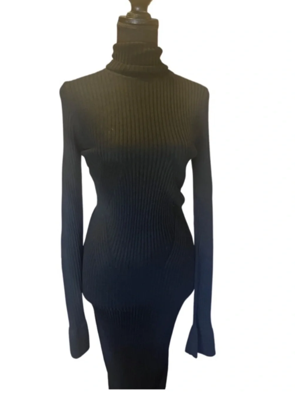 Catherine Malandrino Ribbed Turtleneck Sweater Dress Bodycon Midi Long Sleeve - Picture 4 of 6